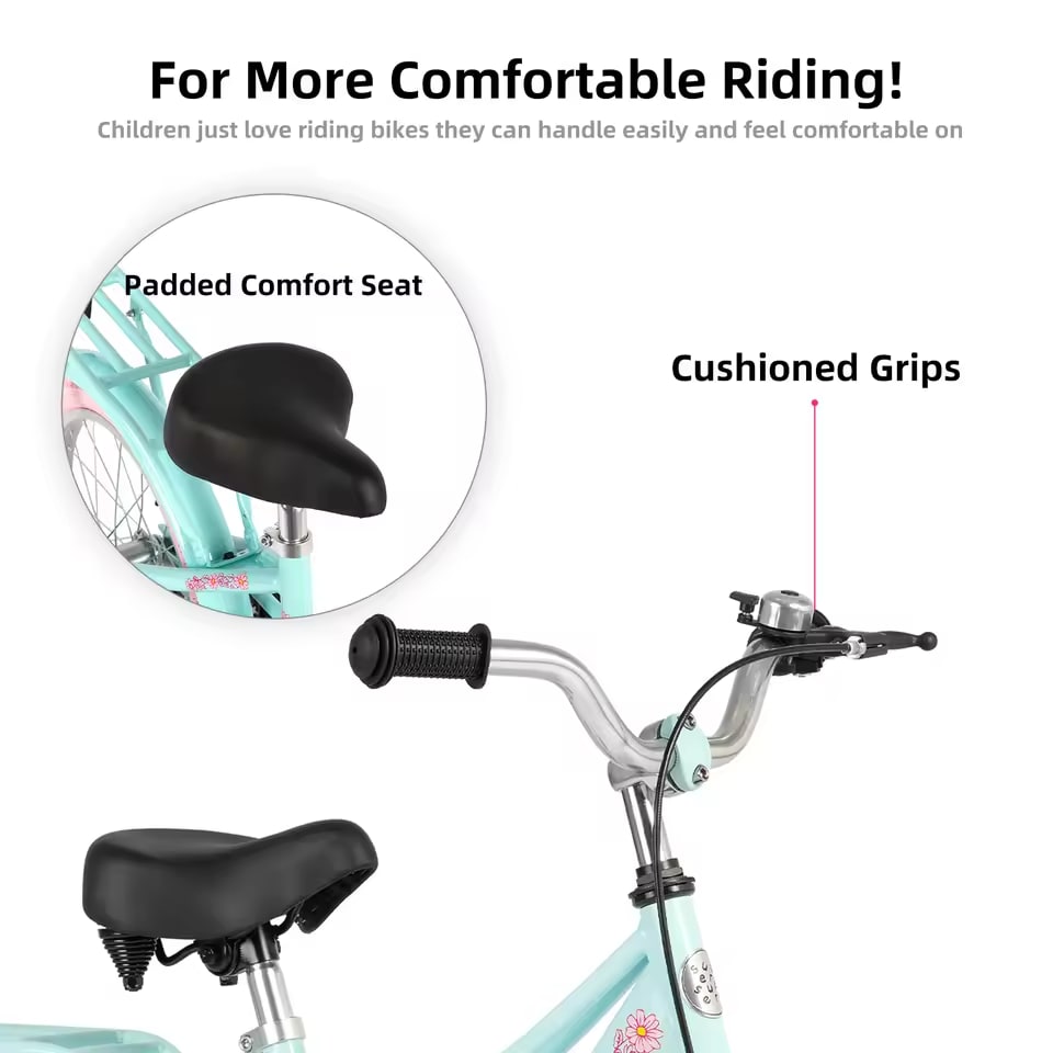 JOYSTAR Petal Girls Bike for Toddlers and Kids, 12 14 16 Kids Bike with Basket for 2-9 Years Old Girls, Kids Bike