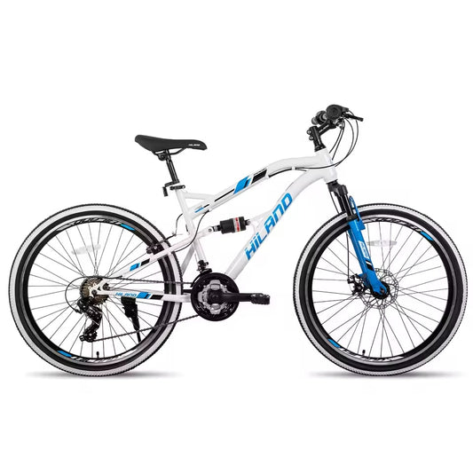 Hiland 26 Inch Mountain Bike,Full-Suspension 21 Speeds Drivetrain with Disc-Brake MTB Bicycle,for Men Mens Women Bike
