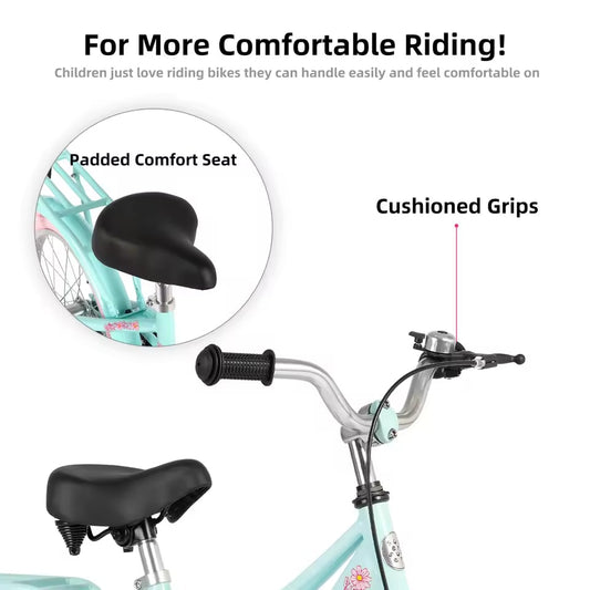 JOYSTAR Petal Girls Bike for Toddlers and Kids, 12 14 16 Kids Bike with Basket for 2-9 Years Old Girls, Kids Bike